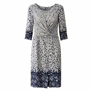 Sifa Fashion Cream & Navy Textured Fit-and-Flare Dress | Size 6 NWT